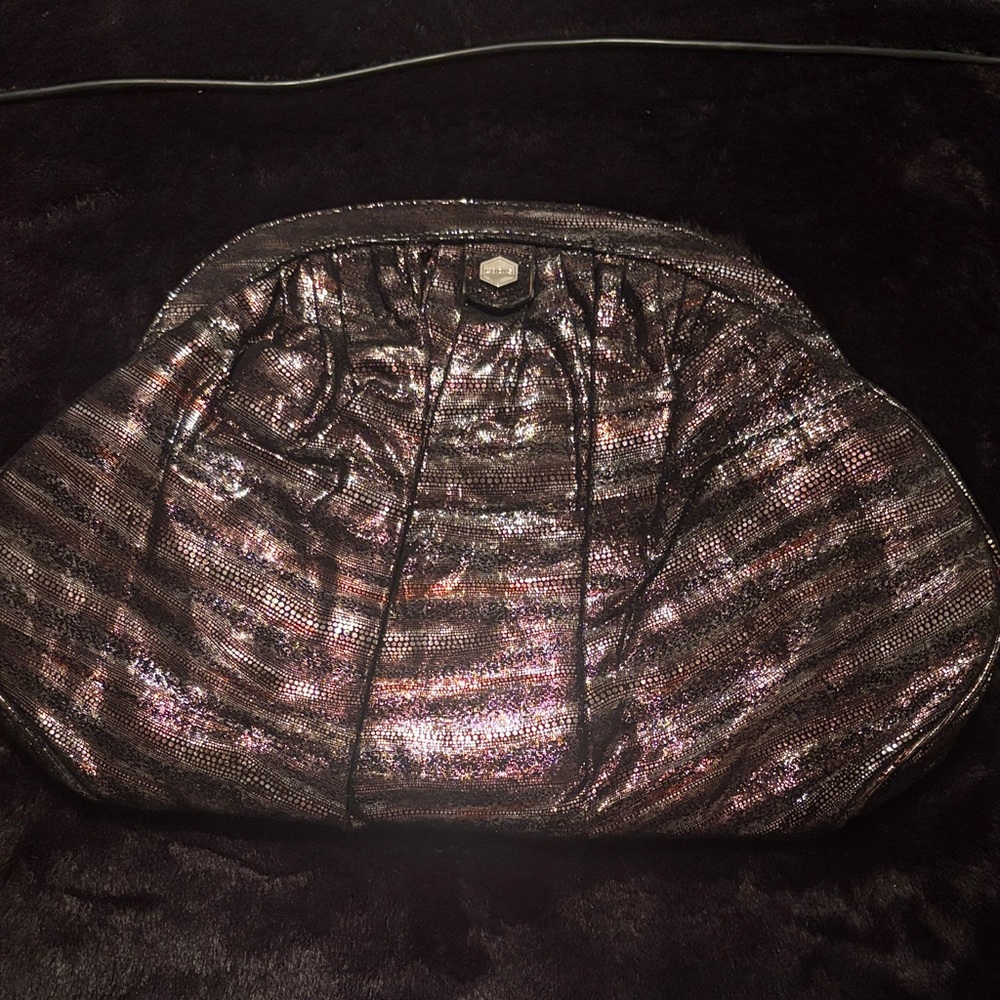 Lodis Metallic Black and Silver Wristlet